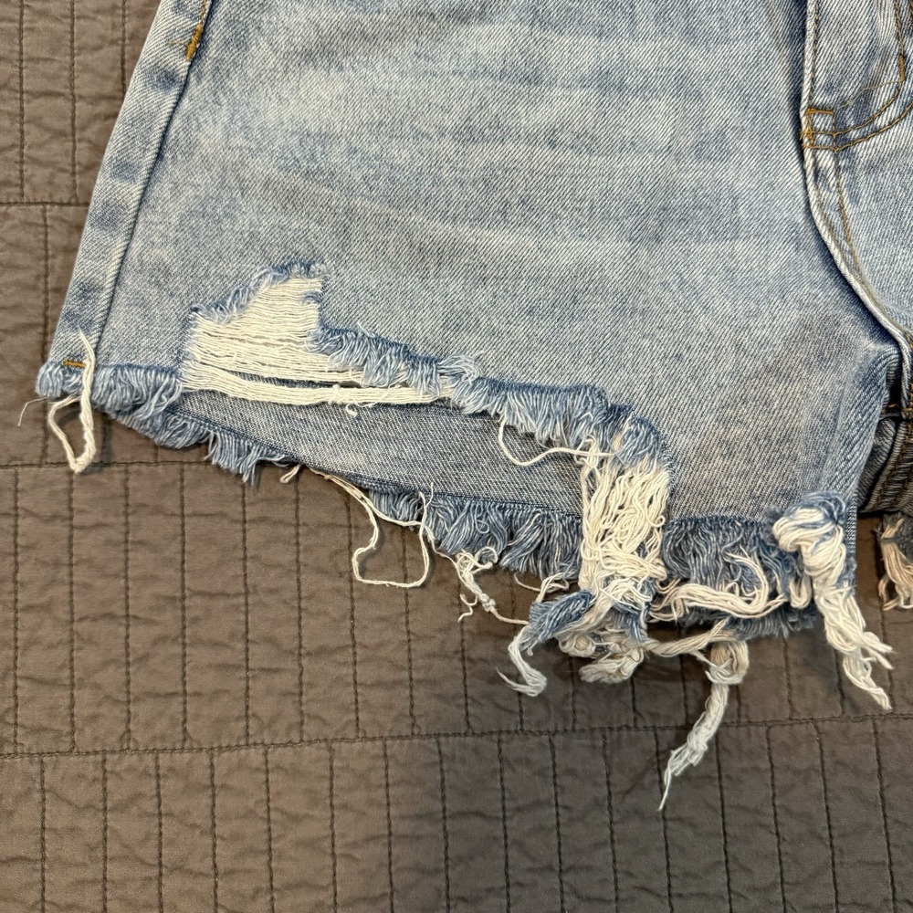 Princess Polly Denim Shorts Women 4 Blue Distressed Raw Hem Casual Summer Jorts - Picture 4 of 12